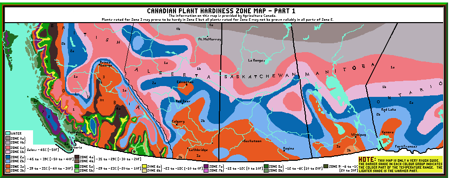 hardiness zone map. Western Canada Zone Map